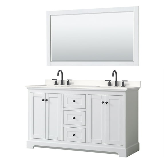 Wyndham Collection Wcv232360d-Qtz-Us3m58 Avery 60" Free Standing Double Basin Vanity Set -