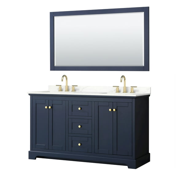 Wyndham Collection WCV232360DBLGTUS3M58 Avery 60" Free Standing Double Basin Vanity Set -