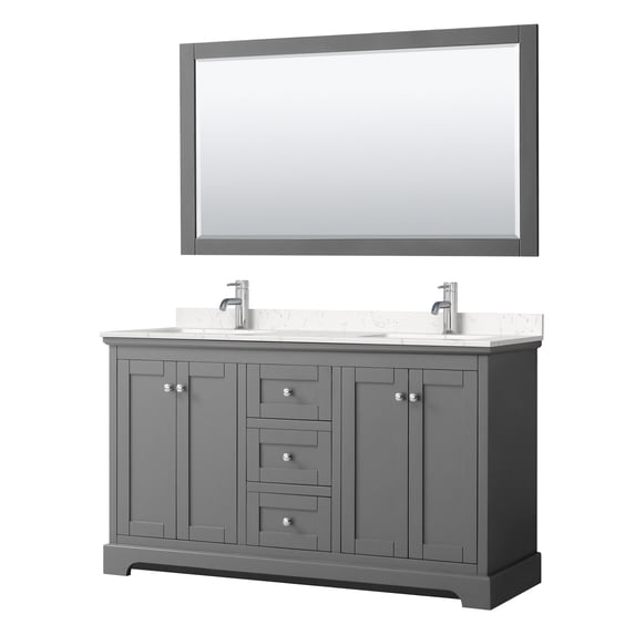 Wyndham Collection WCV232360DKGC2UNSM58 Avery 60" Free Standing Double Basin Vanity Set -