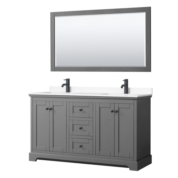 Wyndham Collection WCV232360DGBWCUNSM58 Avery 60" Free Standing Double Basin Vanity Set -