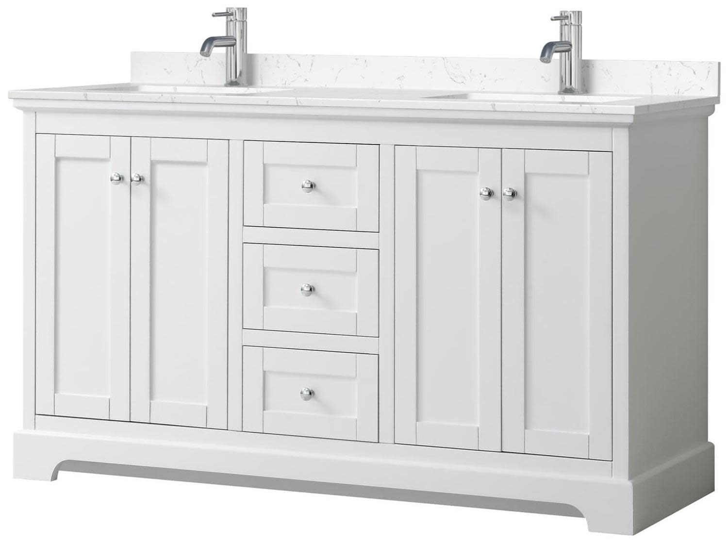 Avery 60'' White Double Vanity with Marble Top