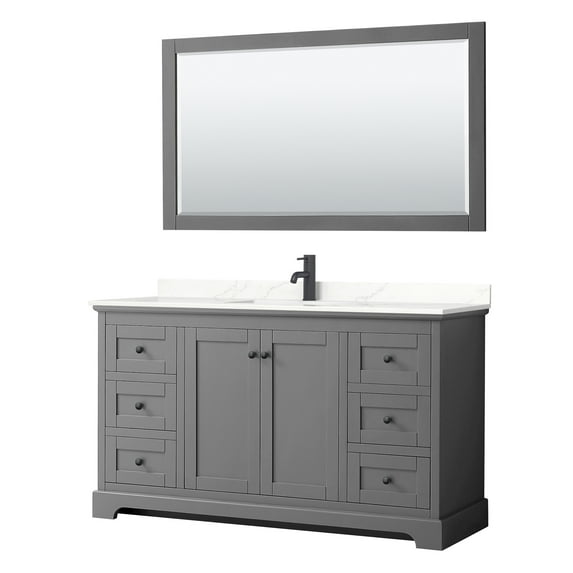 Wyndham Collection Wcv232360s-Qtz-Unsm58 Avery 60" Free Standing Single Basin Vanity Set -