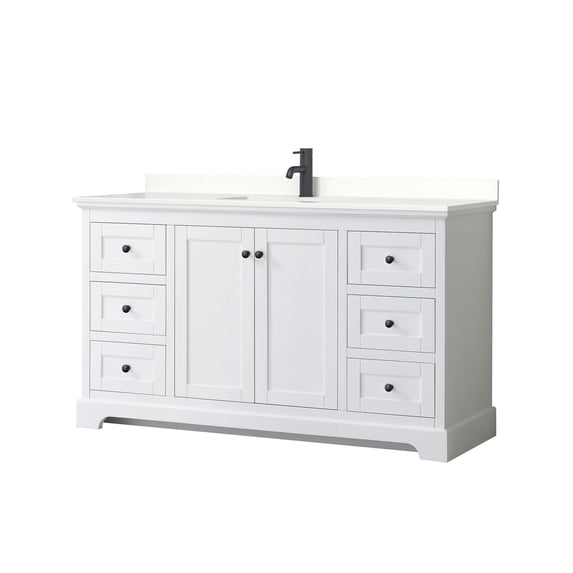 Wyndham Collection WCV232360SWBWQUNSMXX Avery 60" Free Standing Single Basin Vanity Set -
