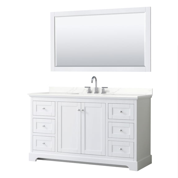 Wyndham Collection WCV232360SWHGTUS3M58 Avery 60" Free Standing Single Basin Vanity Set -