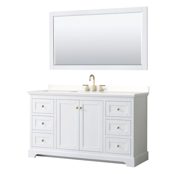 Wyndham Collection WCV232360SWGWQUS3M58 Avery 60" Free Standing Single Basin Vanity Set -