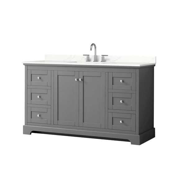 Wyndham Collection WCV232360SKGGTUS3MXX Avery 60" Free Standing Single Basin Vanity Set -