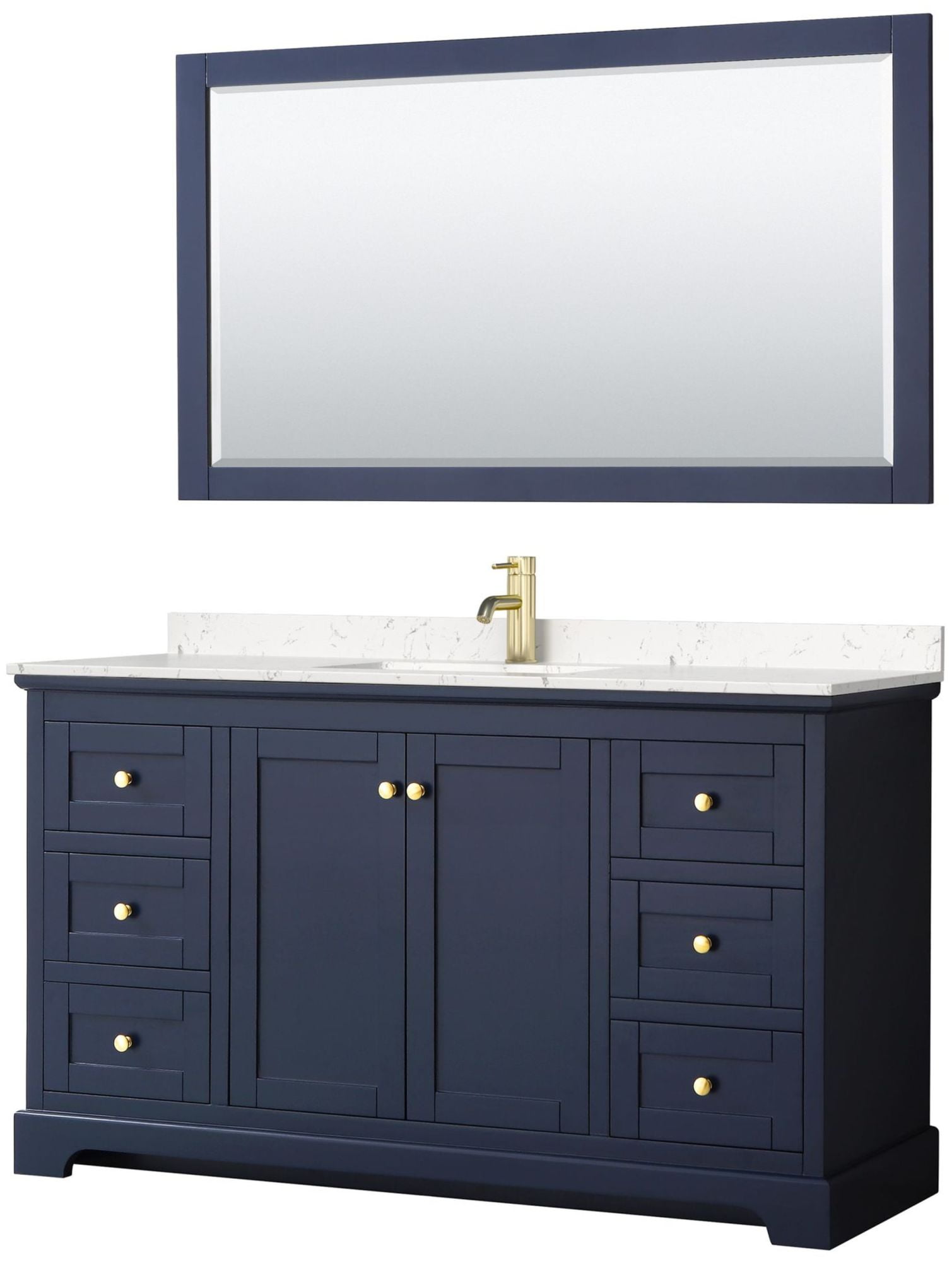 Avery 60'' Dark Blue Marble Top Single Vanity