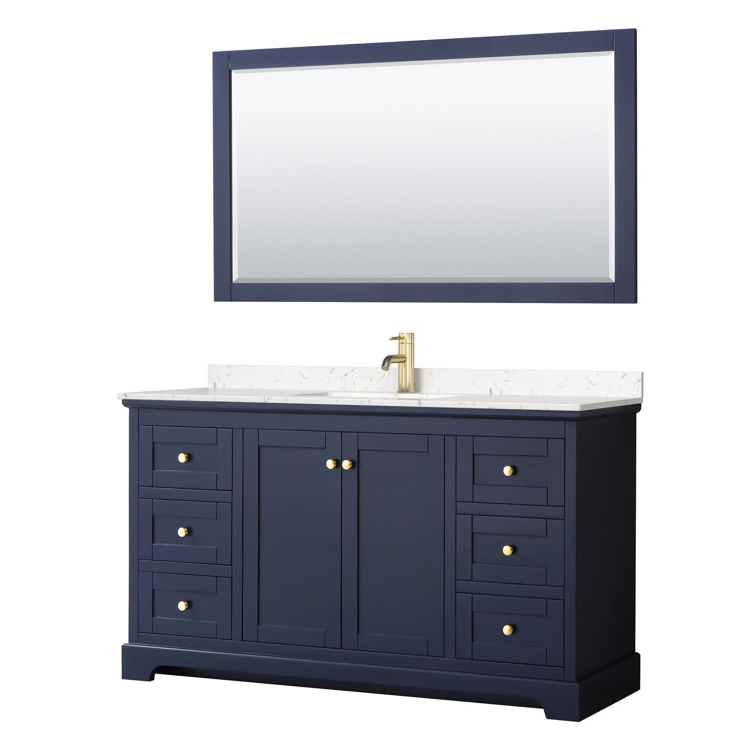 Avery 60'' Dark Blue Marble Top Single Vanity