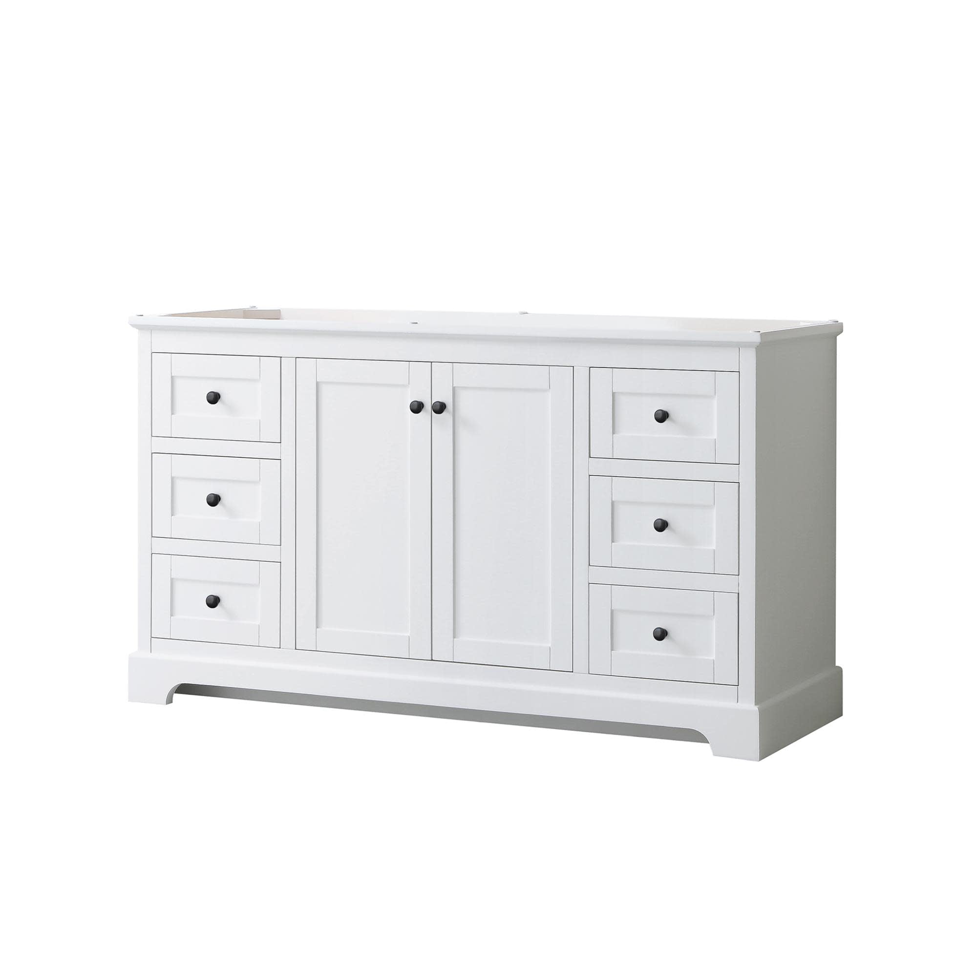 Avery 60" White Freestanding Single Vanity with Matte Black Hardware