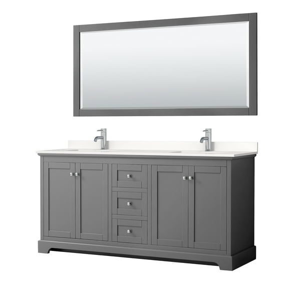 Wyndham Collection Wcv232372d-Qtz-Unsm70 Avery 72" Free Standing Double Basin Vanity Set -