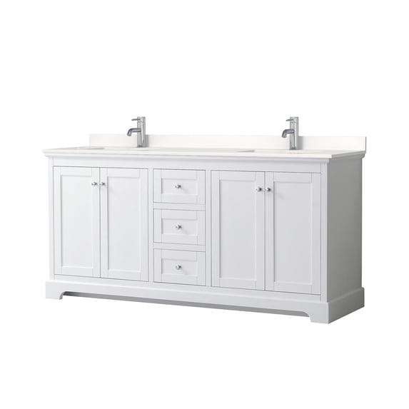Wyndham Collection WCV232372DWHWQUNSMXX Avery 72" Free Standing Double Basin Vanity Set -