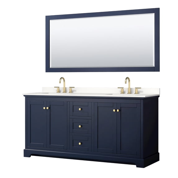 Wyndham Collection WCV232372DBLWQUS3M70 Avery 72" Free Standing Double Basin Vanity Set -