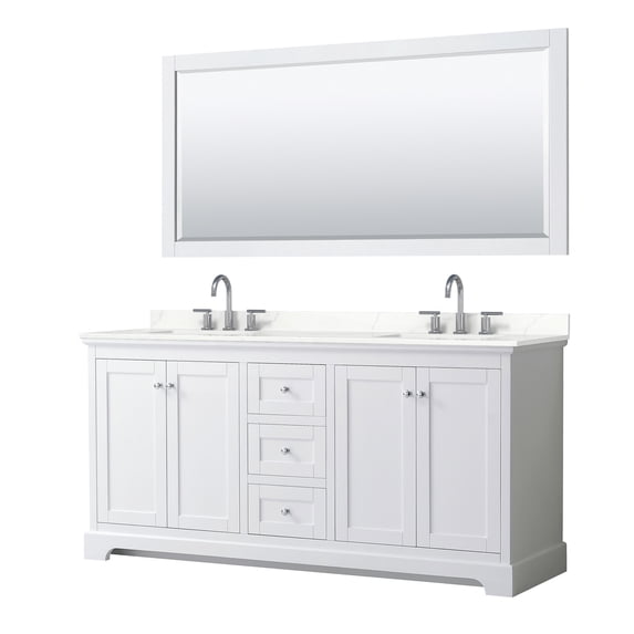 Wyndham Collection WCV232372DWHGTUS3M70 Avery 72" Free Standing Double Basin Vanity Set -