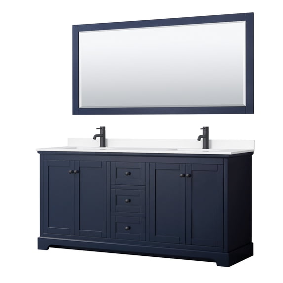 Wyndham Collection WCV232372DBBWCUNSM70 Avery 72" Free Standing Double Basin Vanity Set -
