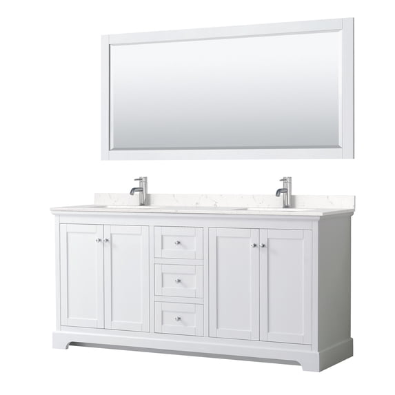 Wyndham Collection WCV232372DWHC2UNSM70 Avery 72" Free Standing Double Basin Vanity Set -