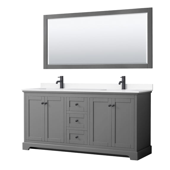 Wyndham Collection WCV232372DGBWCUNSM70 Avery 72" Free Standing Double Basin Vanity Set -