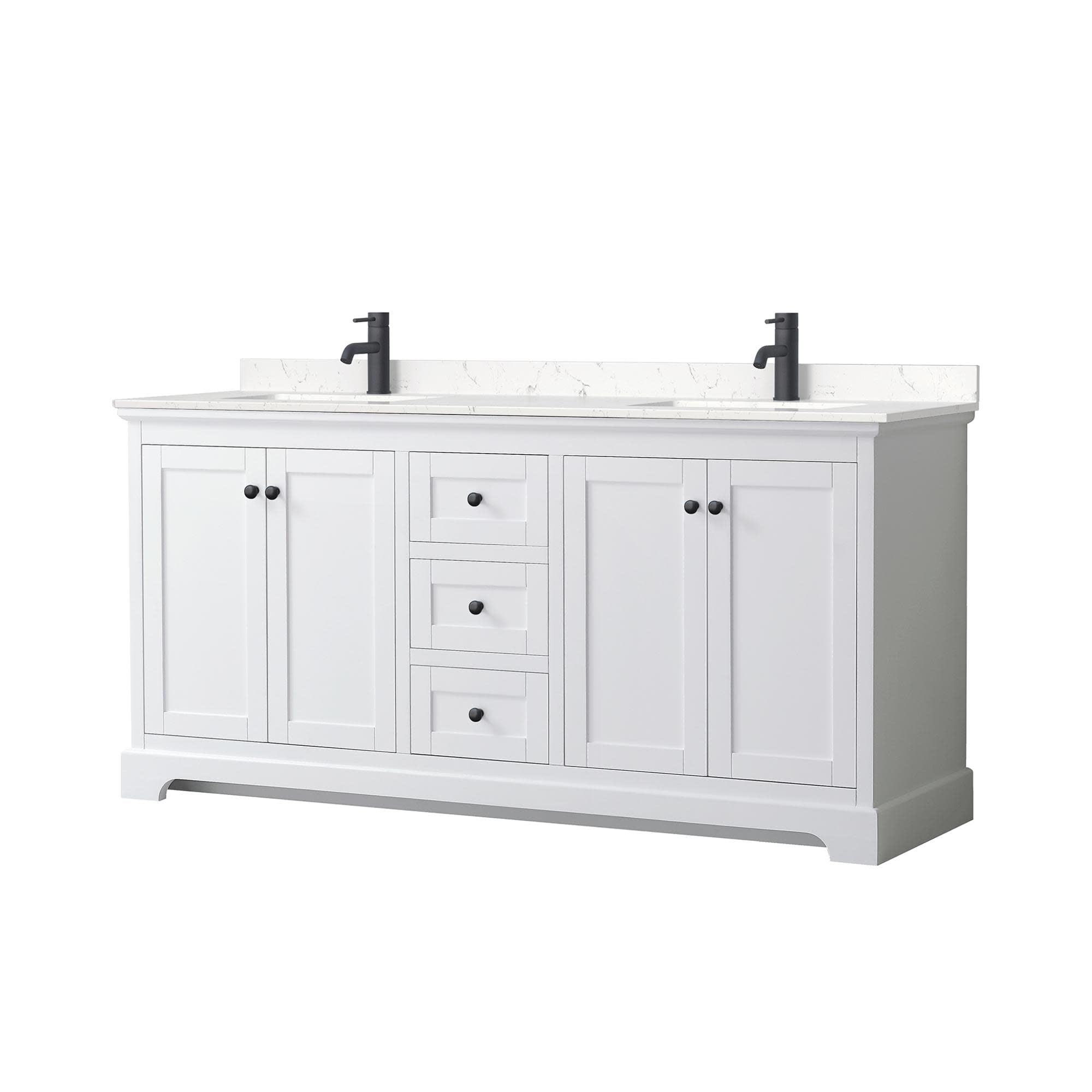 Avery 72'' White Double Bathroom Vanity with Marble Top