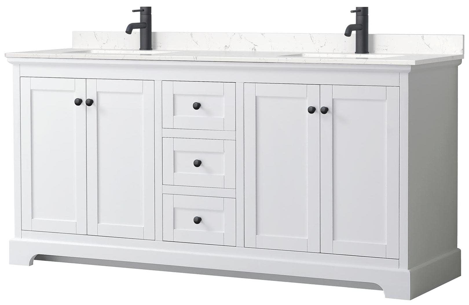 Avery 72'' White Double Bathroom Vanity with Marble Top