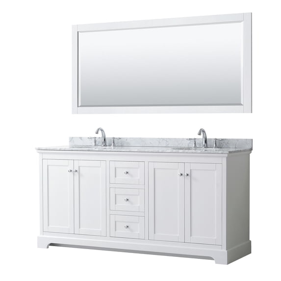 Wyndham Collection WCV232372DWHCMUNOM70 Avery 72" Free Standing Double Basin Vanity Set -