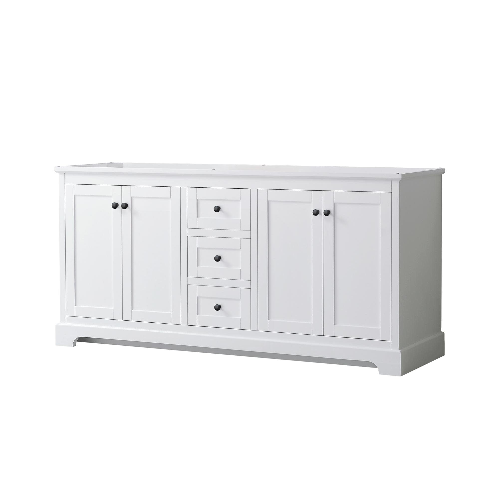 Avery 72" White Double Freestanding Vanity with Matte Black Hardware
