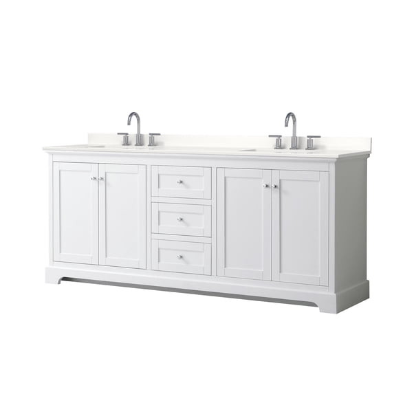 Wyndham Collection WCV232380DWHWQUS3MXX Avery 80" Free Standing Double Basin Vanity Set -