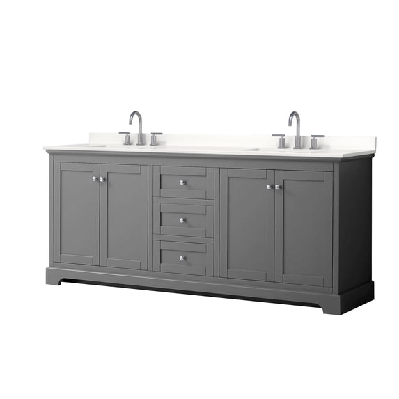 Wyndham Collection WCV232380DKGWQUS3MXX Avery 80" Free Standing Double Basin Vanity Set -