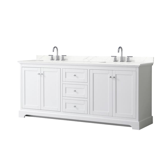 Wyndham Collection WCV232380DWHGTUS3MXX Avery 80" Free Standing Double Basin Vanity Set -