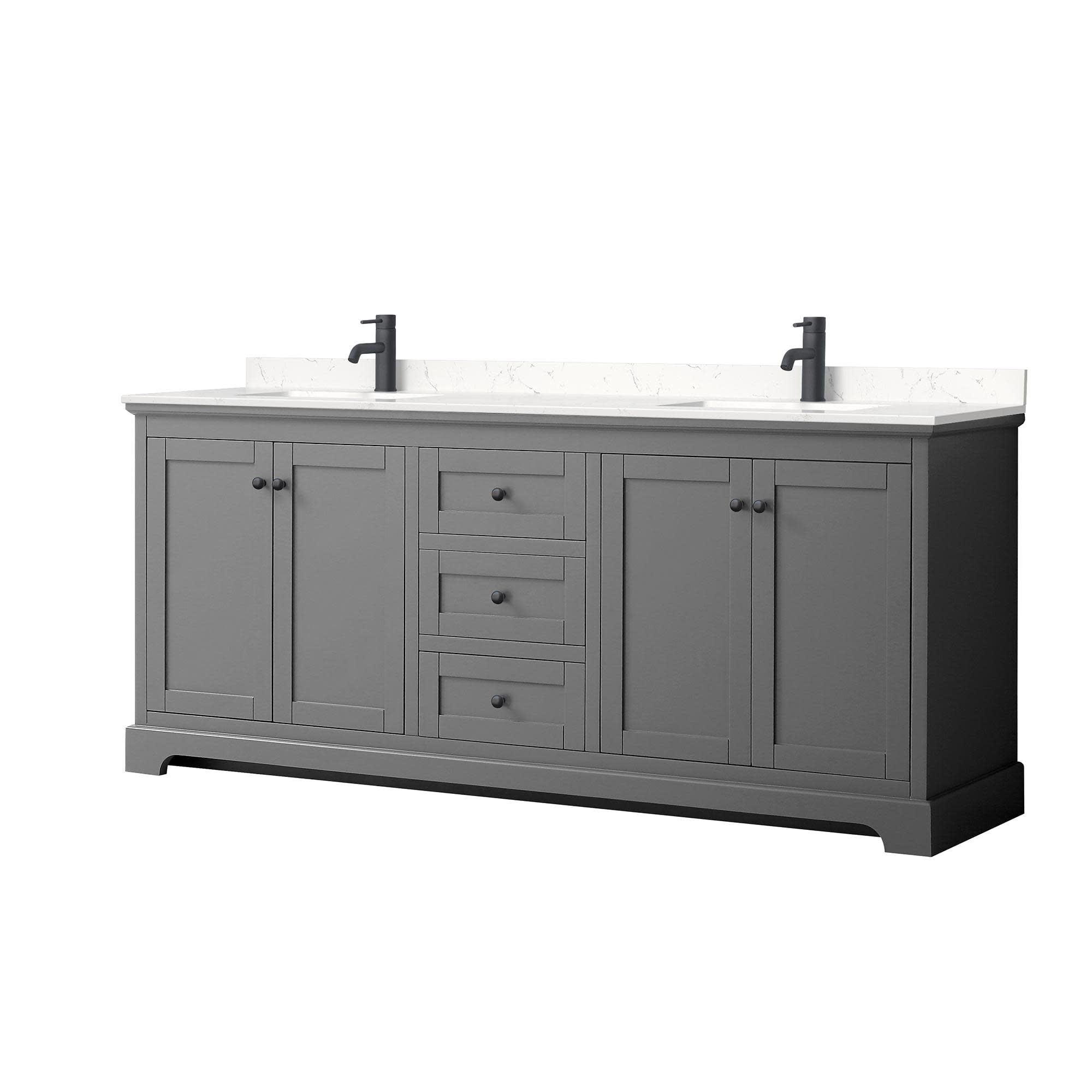 Avery 80'' Dark Gray Double Vanity with Marble Top