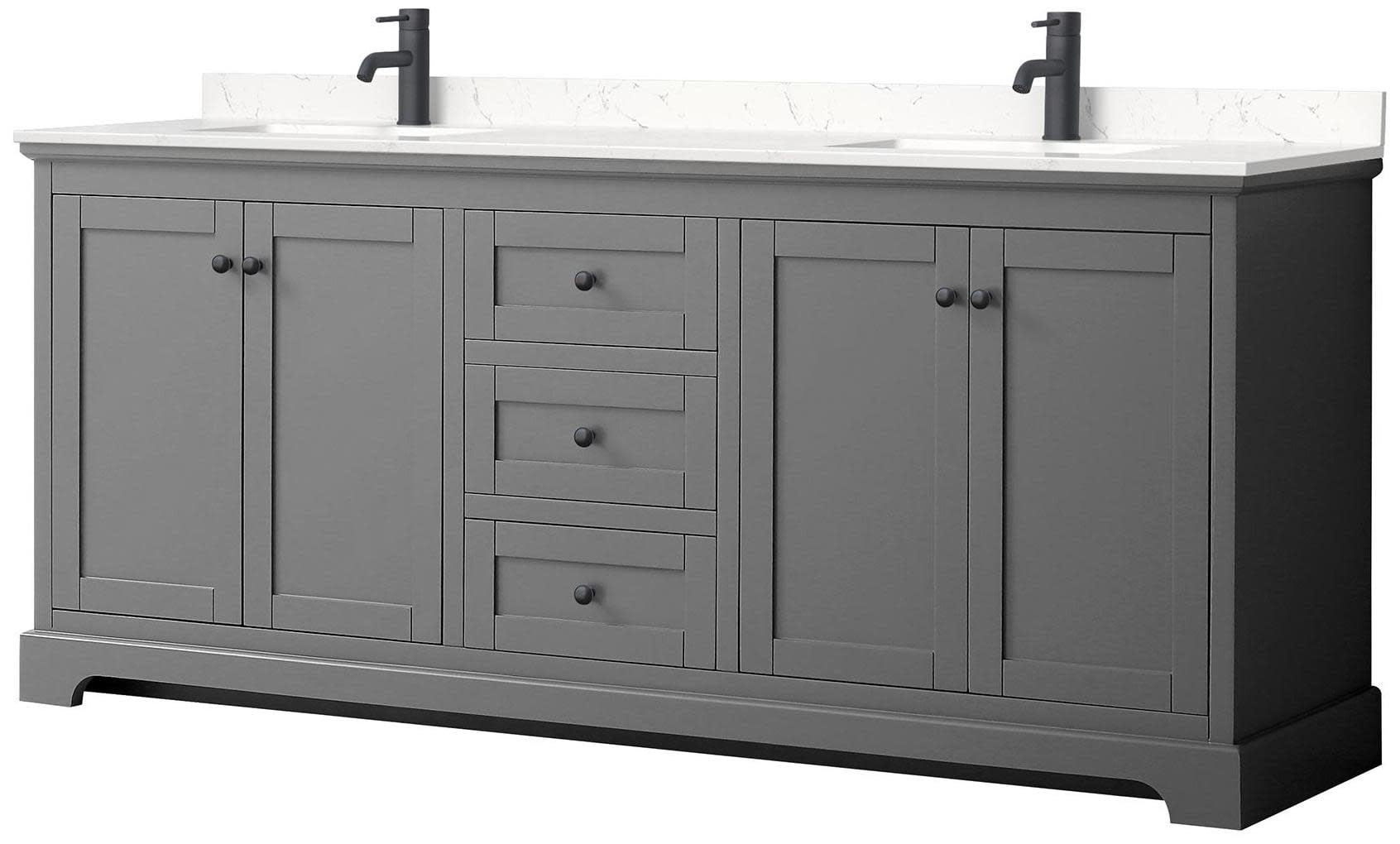Avery 80'' Dark Gray Double Vanity with Marble Top