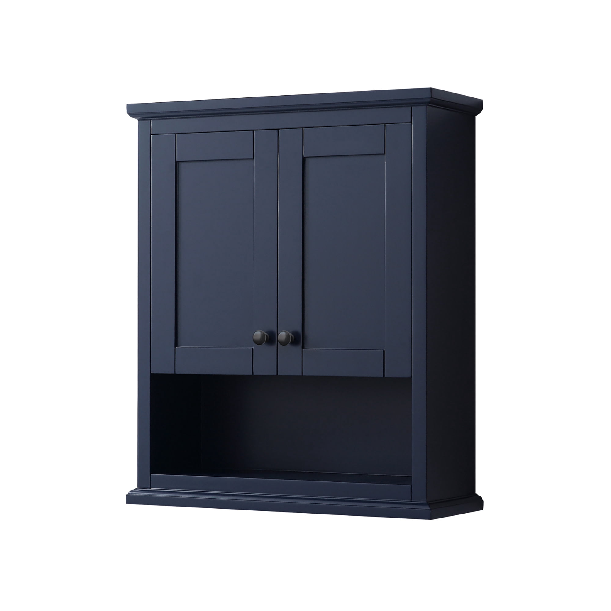Wyndham Avery Wall-Mounted Bath Storage Cabinet, Matte Black Trim, Dark ...
