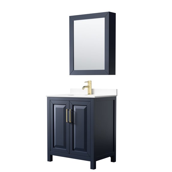 Wyndham Collection WCV252530SBLWCUNSMED Daria 30" Free Standing Single Basin Vanity Set -