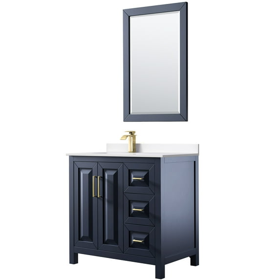Wyndham Collection WCV252536SBLWCUNSM24 Daria 36" Free Standing Single Basin Vanity Set -