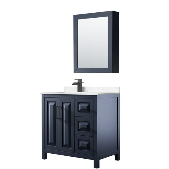 Wyndham Collection Wcv252536s-Left-Vca-Med Daria 36" Free Standing Single Basin Vanity Set