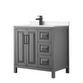 thumbnail image 1 of Wyndham Collection Daria 36 Inch Single Bathroom Vanity in Dark Gray, Carrara Cultured Marble Countertop, Undermount Square Sink, Matte Black Trim, 1 of 7
