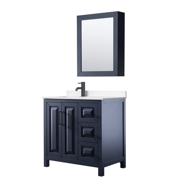 Wyndham Collection Wcv252536s-Qtz-Unsmed Daria 36" Free Standing Single Basin Vanity Set -
