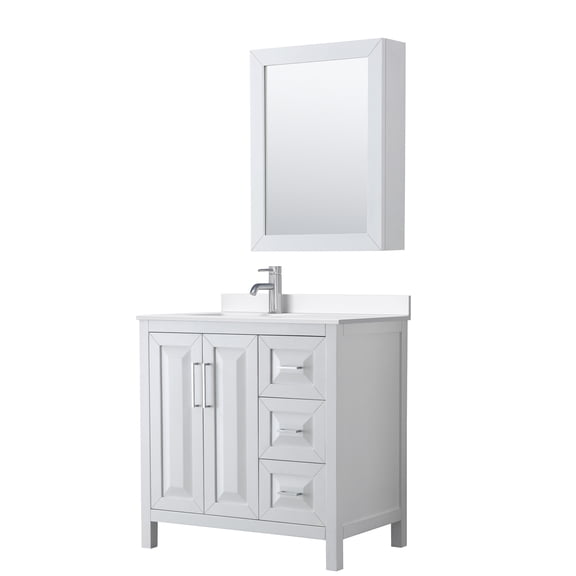 Wyndham Collection Wcv252536s-Qtz-Unsmed Daria 36" Free Standing Single Basin Vanity Set -
