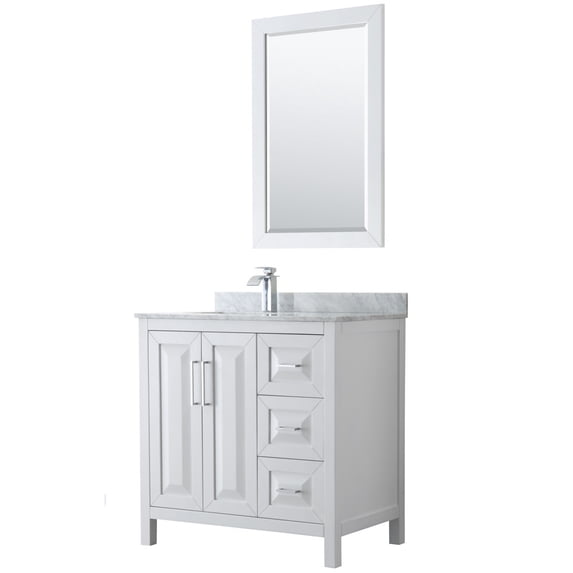 Wyndham Collection WCV252536SWHCMUNSM24 Daria 36" Free Standing Single Vanity Set - White