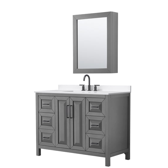 Wyndham Collection WCV252548SGBWQUS3MED Daria 48" Free Standing Single Basin Vanity Set -