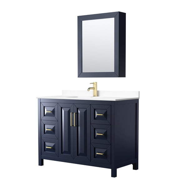 Wyndham Collection WCV252548SBLWCUNSMED Daria 48" Free Standing Single Basin Vanity Set -