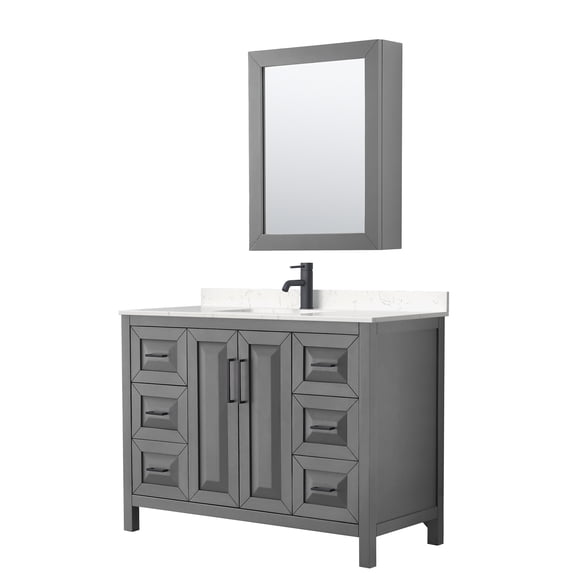 Wyndham Collection WCV252548SGBC2UNSMED Daria 48" Free Standing Single Basin Vanity Set -