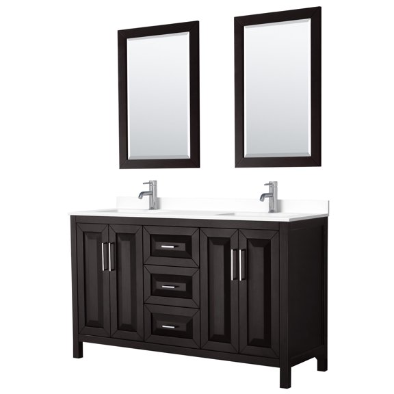 Wyndham Collection WCV252560DDEWCUNSM24 Daria 60" Free Standing Double Basin Vanity Set -