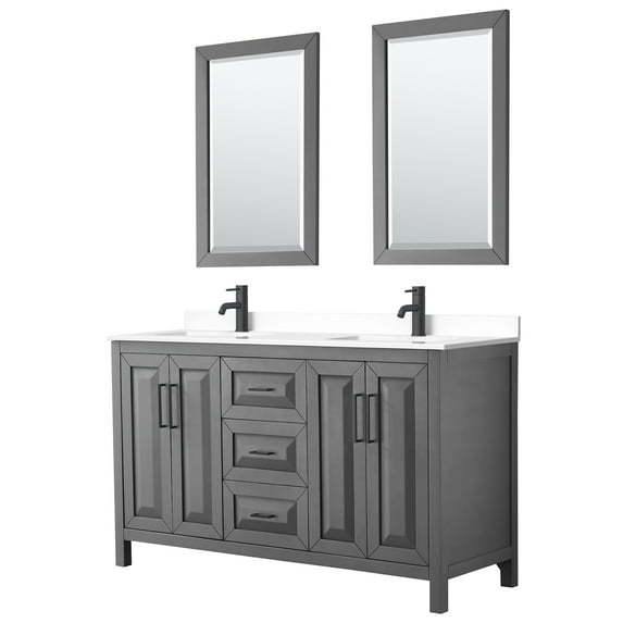 Wyndham Collection Wcv252560d-Vca-M24 Daria 60" Free Standing Double Basin Vanity Set -