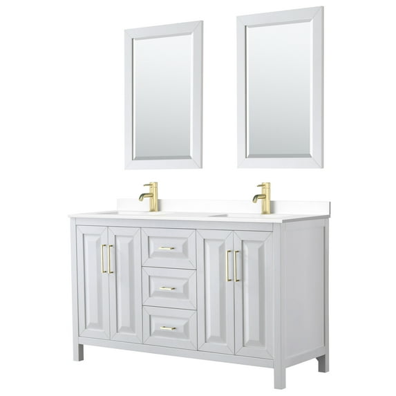 Wyndham Collection WCV252560DWGWCUNSM24 Daria 60" Free Standing Double Basin Vanity Set -