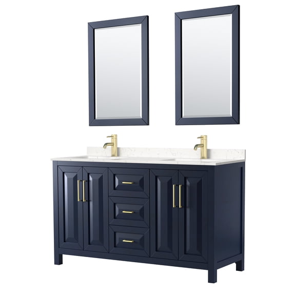 Wyndham Collection WCV252560DBLC2UNSM24 Daria 60" Free Standing Double Basin Vanity Set -