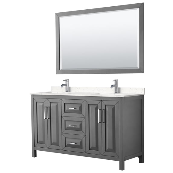Wyndham Collection WCV252560DKGC2UNSM58 Daria 60" Free Standing Double Basin Vanity Set -