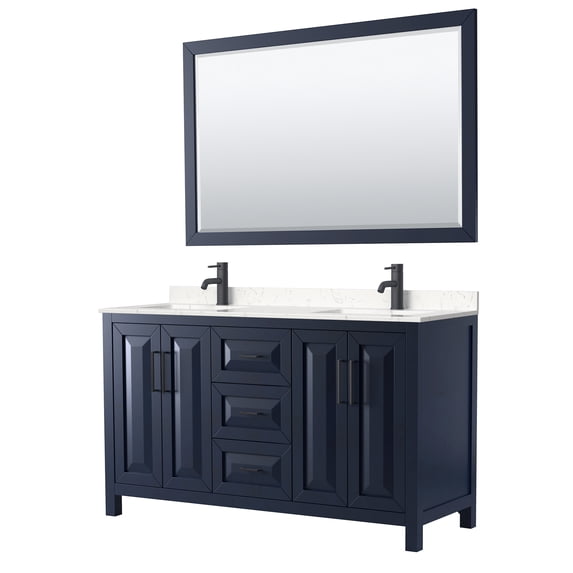 Wyndham Collection WCV252560DBBC2UNSM58 Daria 60" Free Standing Double Basin Vanity Set -