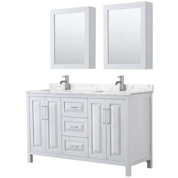 Wyndham Collection Wcv252560d-Vca-Med Daria 60" Free Standing Double Basin Vanity Set