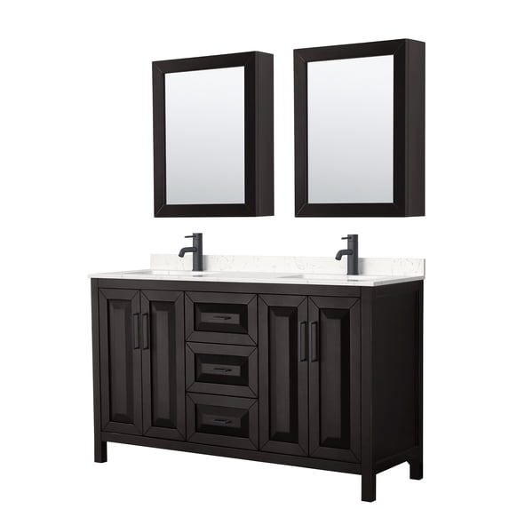 Wyndham Collection WCV252560DEBC2UNSMED Daria 60" Free Standing Double Basin Vanity Set -