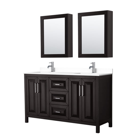 Wyndham Collection WCV252560DDEWCUNSMED Daria 60" Free Standing Double Basin Vanity Set -