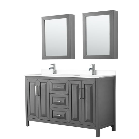 Wyndham Collection Wcv252560d-Vca-Med Daria 60" Free Standing Double Basin Vanity Set -